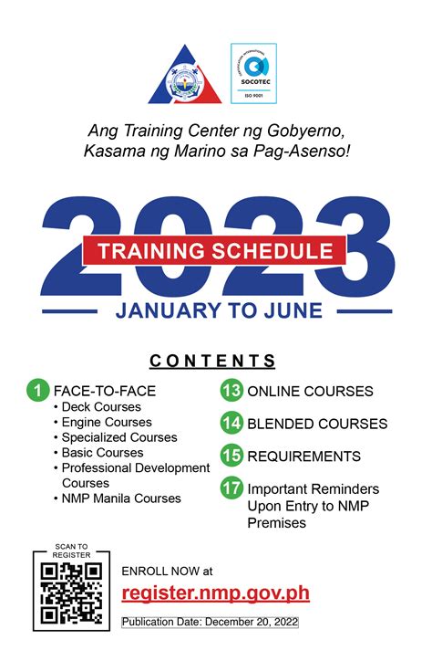 2023 NMP Training Schedules .